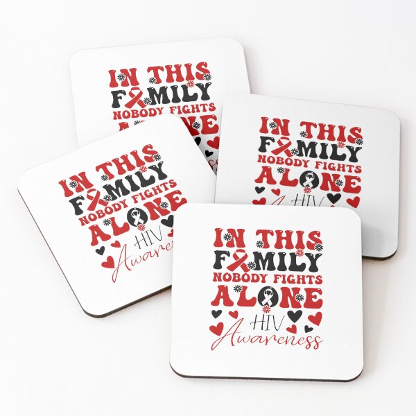 Item preview, World AIDS Day Red Ribbon HIV Awareness, In This Family Nobody Fights Alone designed and sold by ArtByKatti.