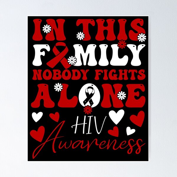 Item preview, World AIDS Day Red Ribbon HIV Awareness, In This Family Nobody Fights Alone designed and sold by ArtByKatti.