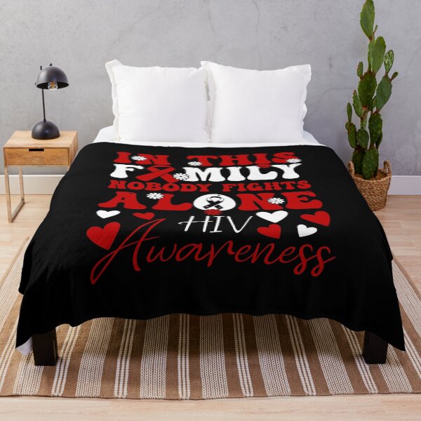 Item preview, World AIDS Day Red Ribbon HIV Awareness, In This Family Nobody Fights Alone designed and sold by ArtByKatti.