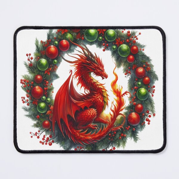 Item preview, Dragon in a magical christmas wreath designed and sold by LoneAngel.