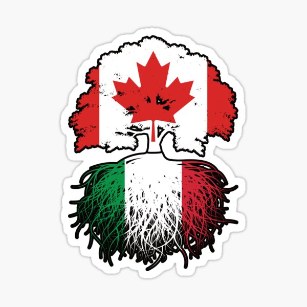 Vista previa del artículo con la obra «Italia Italiano Canadiense Canadá Raíces de árboles Bandera», diseñado y vendido por FlagX.