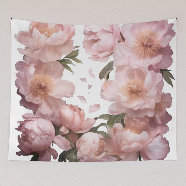 Item preview, Pink peonies edging a transparent background designed and sold by estampavibe.