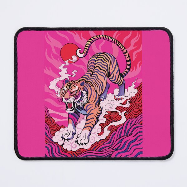 Item preview, Retro Sunrise Japanese Fierce Pink Tiger designed and sold by FemmePod.