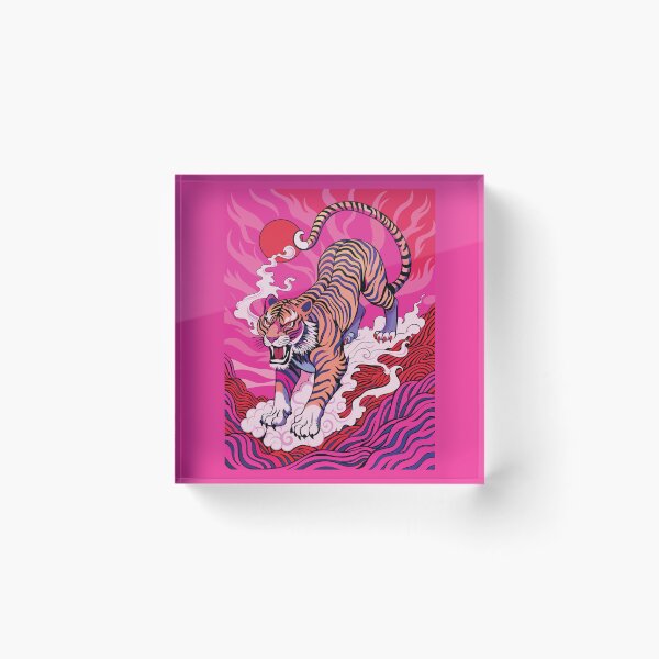 Item preview, Retro Sunrise Japanese Fierce Pink Tiger designed and sold by FemmePod.