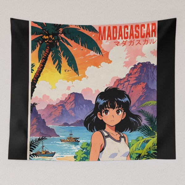 Item preview, Madagascar Retro Anime Girl 80s Vintage Travel designed and sold by Retro-Anime9.