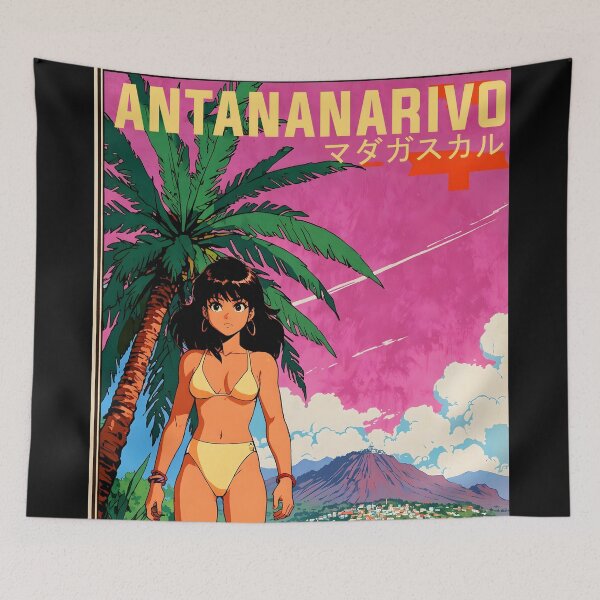 Item preview, Antananarivo Madagascar Retro Anime Girl 80s Vintage Travel designed and sold by Retro-Anime9.