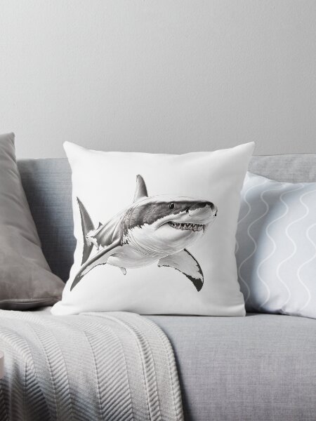 Vista previa del artículo con la obra «Dibujo a lápiz de un tiburón en blanco y negro», diseñado y vendido por Pencil-Art.