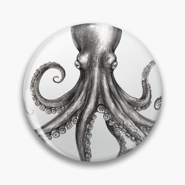 Item preview, Black and white Octopus pencil drawing designed and sold by Pencil-Art.