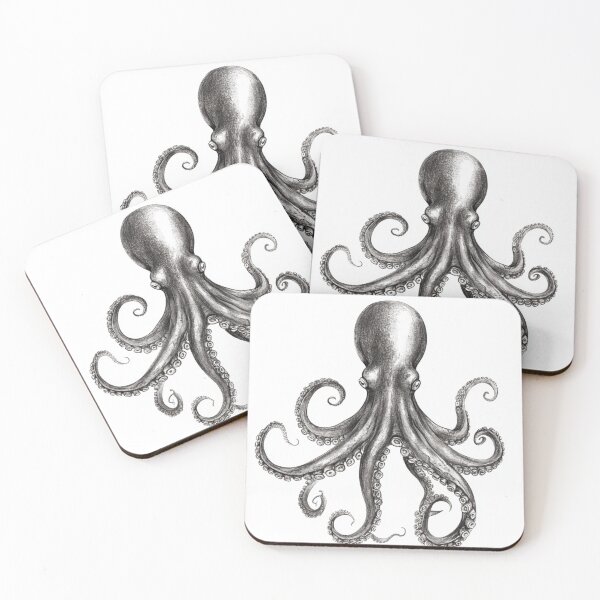 Item preview, Black and white Octopus pencil drawing designed and sold by Pencil-Art.