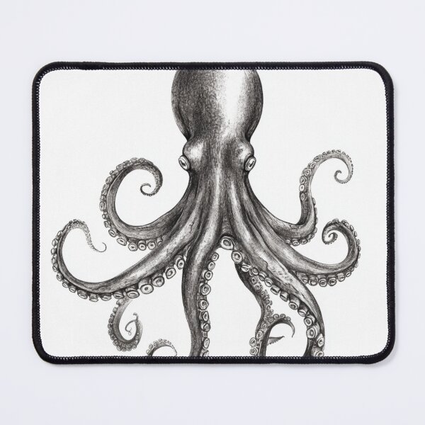 Item preview, Black and white Octopus pencil drawing designed and sold by Pencil-Art.