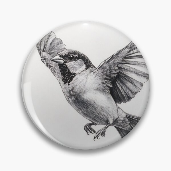 Item preview, Black and white House Sparrow pencil drawing designed and sold by Pencil-Art.
