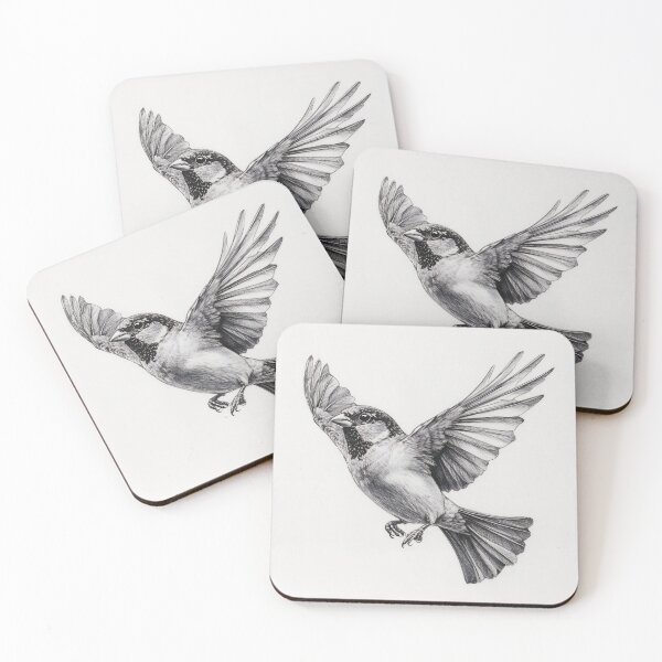 Item preview, Black and white House Sparrow pencil drawing designed and sold by Pencil-Art.