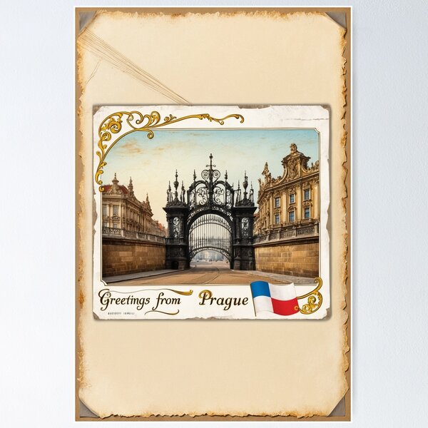 Item preview, Greetings from Prague Vintage Travel Retro Postcard Design designed and sold by TravelPostcardGems.