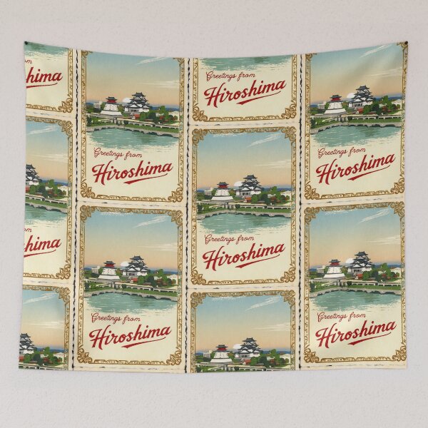 Item preview, Greetings from Hiroshima Japan Vintage Travel Retro Postcard Design designed and sold by TravelPostcardGems.
