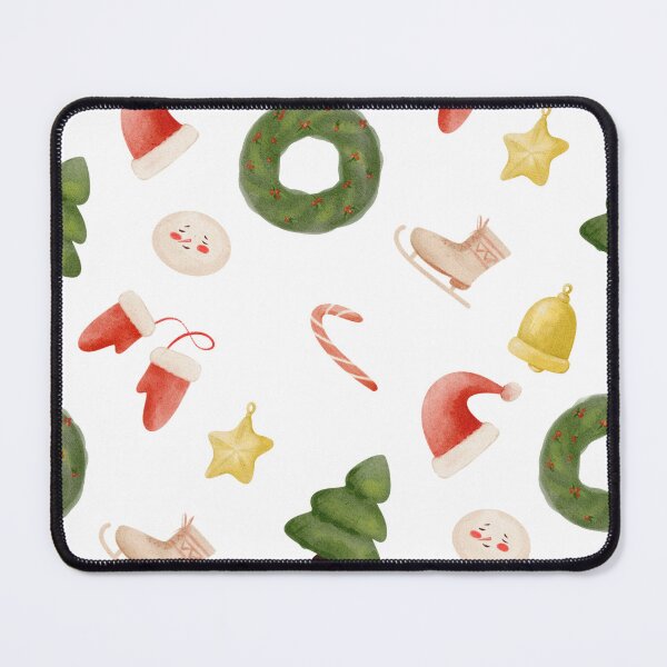 Item preview, Festive holiday pattern featuring wreaths, trees, stars, and ornaments in warm colors and cheerful details for winter celebrations designed and sold by sandrawarty.