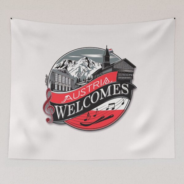 Item preview, Austria Welcomes Flag Map designed and sold by AnimalsDH305.