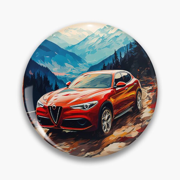 Item preview, Red Alfa Romeo Stelvio Amidst Alpine Splendor designed and sold by RevUpDesign.