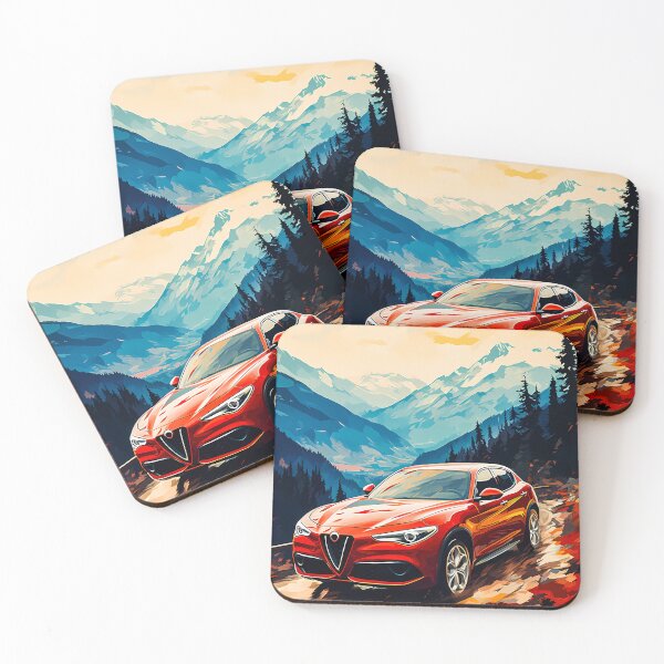 Item preview, Red Alfa Romeo Stelvio Amidst Alpine Splendor designed and sold by RevUpDesign.