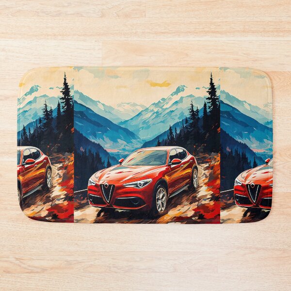 Item preview, Red Alfa Romeo Stelvio Amidst Alpine Splendor designed and sold by RevUpDesign.
