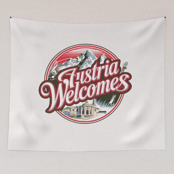 Item preview, Austria Welcomes Flag Map designed and sold by AnimalsDH305.