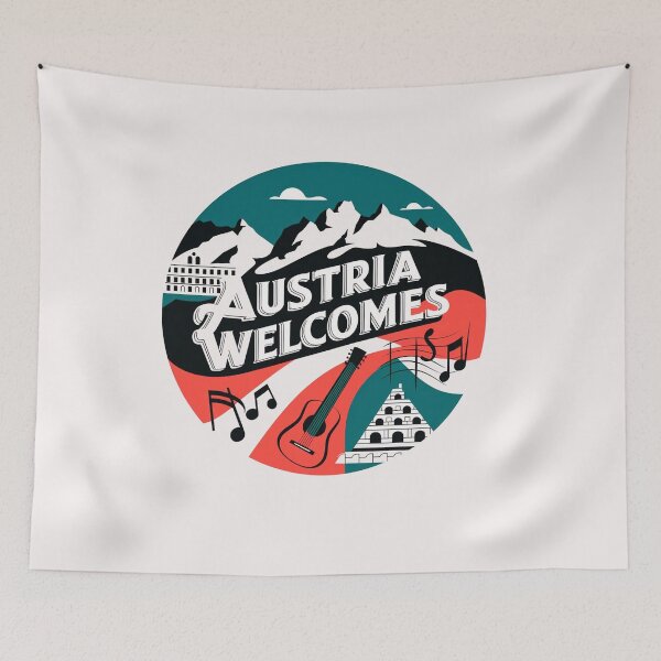 Item preview, Austria Welcomes Flag Map designed and sold by AnimalsDH305.