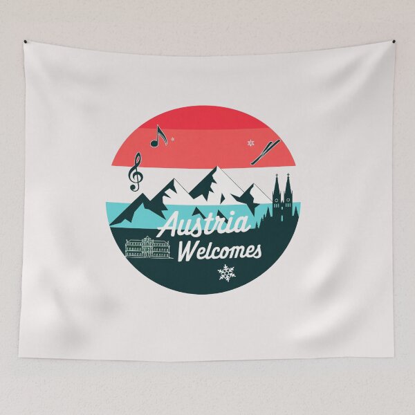 Item preview, Austria Welcomes Flag Map designed and sold by AnimalsDH305.