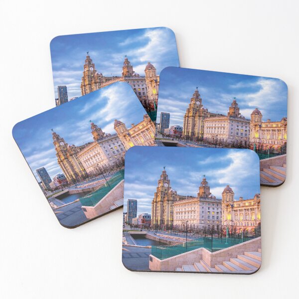 Item preview, Liverpool waterfront at dusk designed and sold by Pixancards.