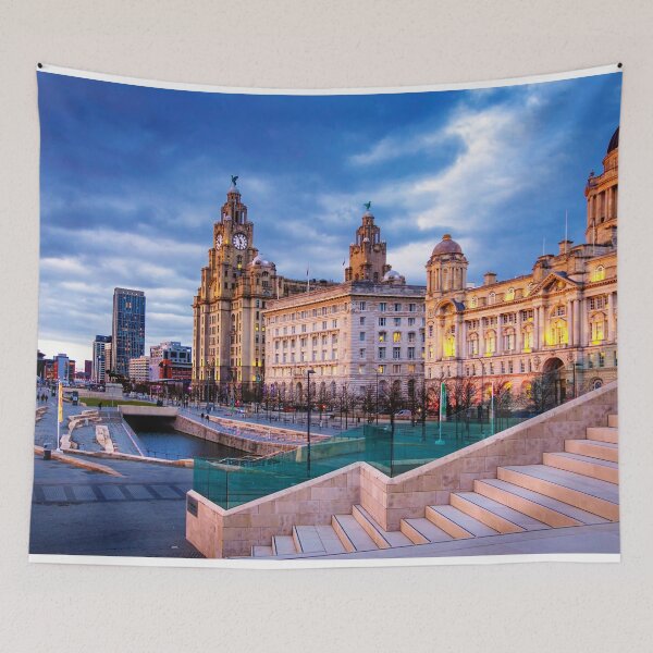 Item preview, Liverpool waterfront at dusk designed and sold by Pixancards.