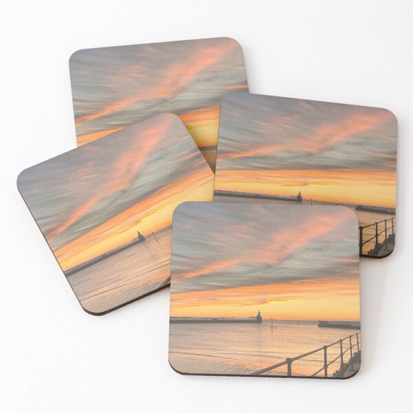 Item preview, Sunrise over the piers at Blyth in Northumberland. designed and sold by Violaman.