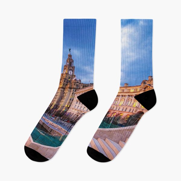 Item preview, Liverpool waterfront at dusk designed and sold by Pixancards.