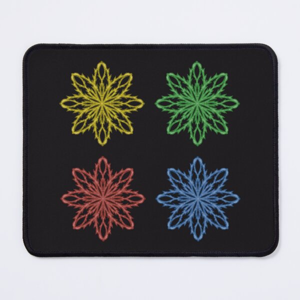 Item preview, Four snowflakes "Inspiration" of different colors on a black background designed and sold by Cherevan.