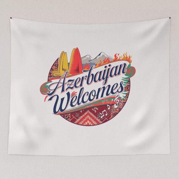 Item preview, Azerbaijan Welcomes Flag Map Culture designed and sold by AnimalsDH305.
