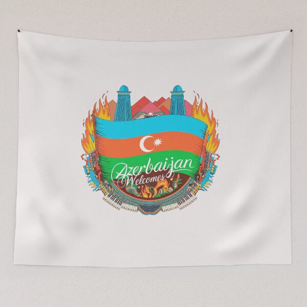 Item preview, Azerbaijan Welcomes Flag Map Culture designed and sold by AnimalsDH305.