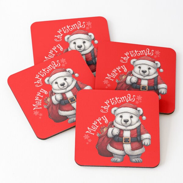 Item preview, Polar bear dressed as Santa Claus with a red suit and sack of gifts designed and sold by EyeMFlatBoard.