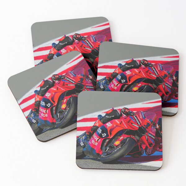 Item preview, Francesco Pecco Bagnaia racing his 2024 MotoGP motorcycle at Catalunya Barcelona abstract designed and sold by Rodissimus1984.
