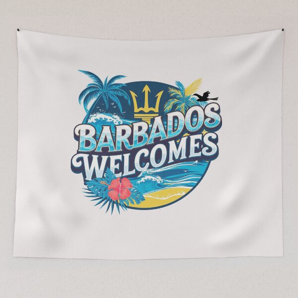 Item preview, Barbados Welcomes  Flag Map Culture designed and sold by AnimalsDH305.