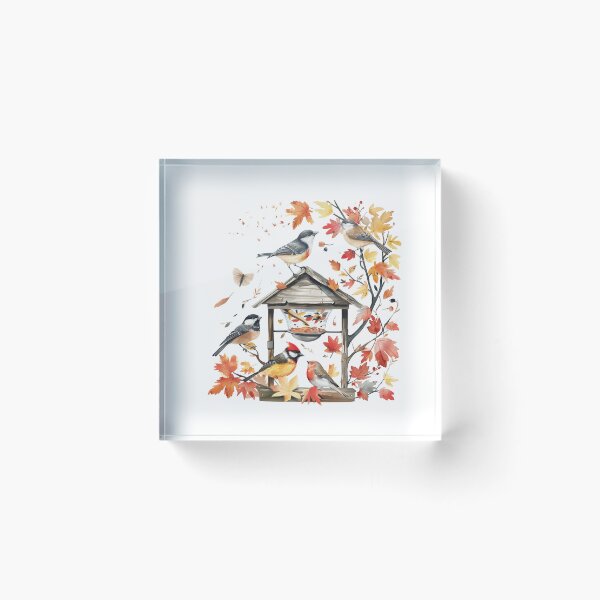 Item preview, Autumn Birds on Birdhouse - A Cozy Fall Moment designed and sold by schoolarts.