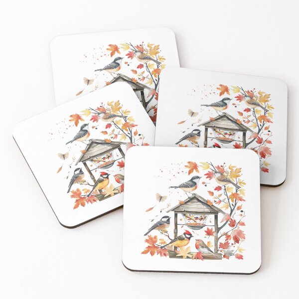 Item preview, Autumn Birds on Birdhouse - A Cozy Fall Moment designed and sold by schoolarts.