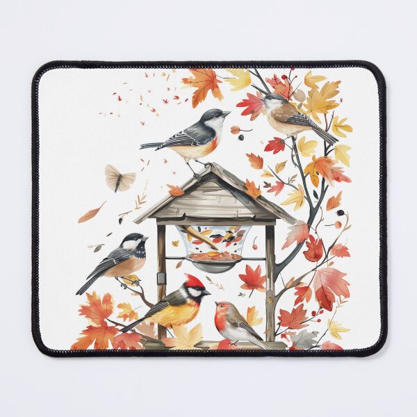 Item preview, Autumn Birds on Birdhouse - A Cozy Fall Moment designed and sold by schoolarts.