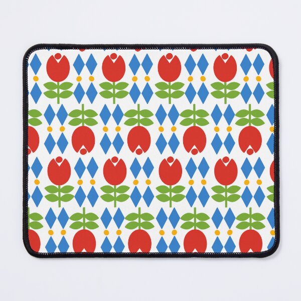 Item preview, Spring Garden Red Tulips Geometric Pattern designed and sold by MarikaJohnson.