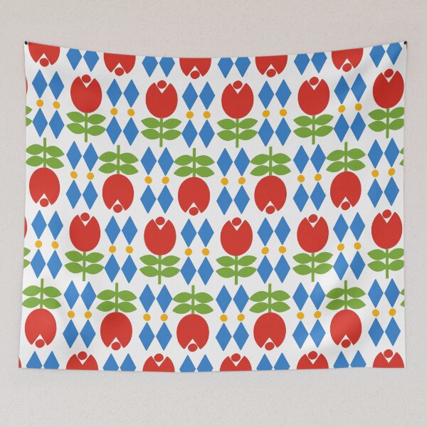 Item preview, Spring Garden Red Tulips Geometric Pattern designed and sold by MarikaJohnson.