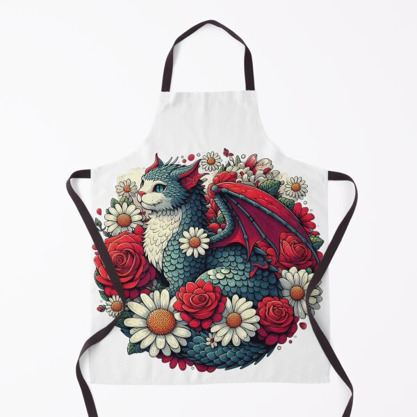 Item preview, Cute dragon cat sourrounded by flowers designed and sold by BigBlueArt.