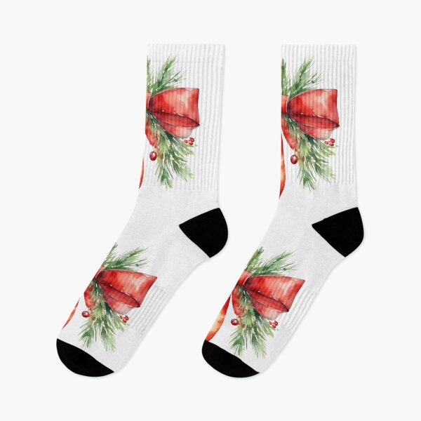 Item preview,  Christmas  Coquette Bow Watercolor Minimalist Florals Pattern  Green Red ,Christmas  Romantic Elegant Pattern designed and sold by KolorellaS.
