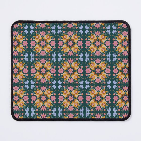 Item preview, Hungarian folk art tile pattern in dark green designed and sold by Blooming June Design.