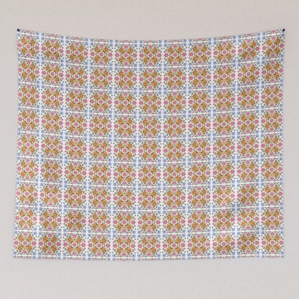 Item preview, Hungarian folk art tile pattern in white designed and sold by Blooming June Design.