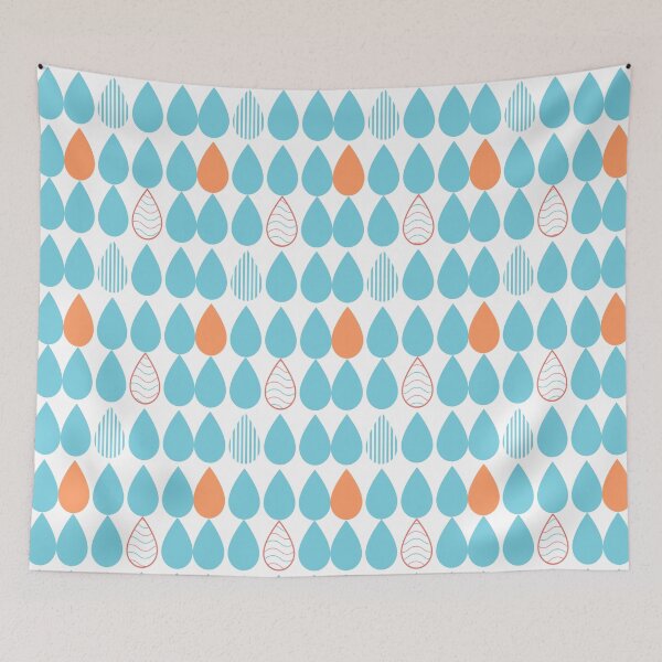 Item preview, Turquoise and Coral Geometric Water Drops Pattern designed and sold by MarikaJohnson.