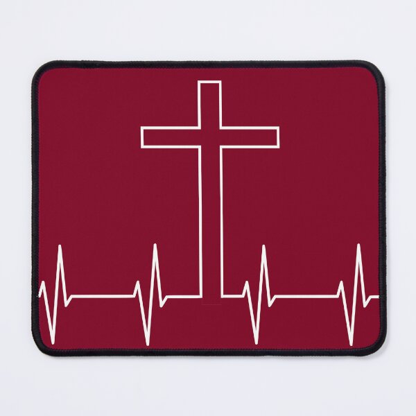 Item preview, Heartbeat of Faith - ECG EKG Heartbeat lifeline Cross Design - white designed and sold by ZechJohnRB.