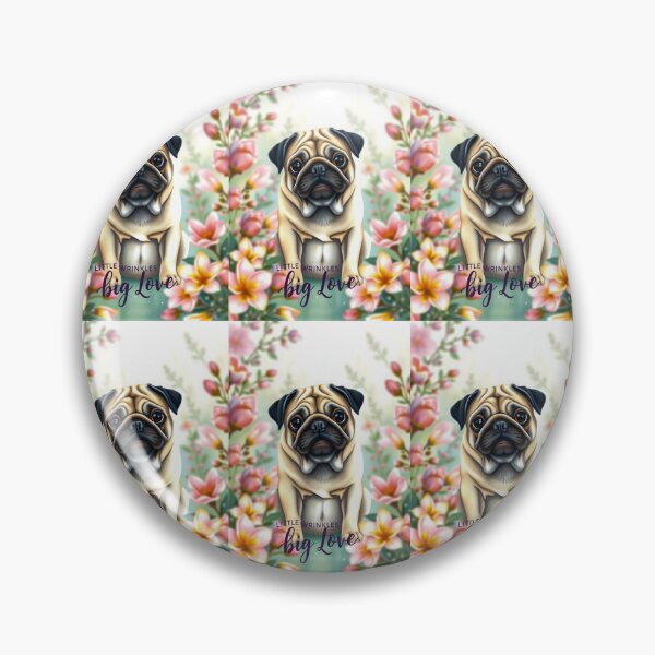 Item preview, Little Wrinkles Big Love Floral Pug Portrait designed and sold by Cute-Cuddles.