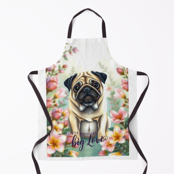 Item preview, Little Wrinkles Big Love Floral Pug Portrait designed and sold by Cute-Cuddles.