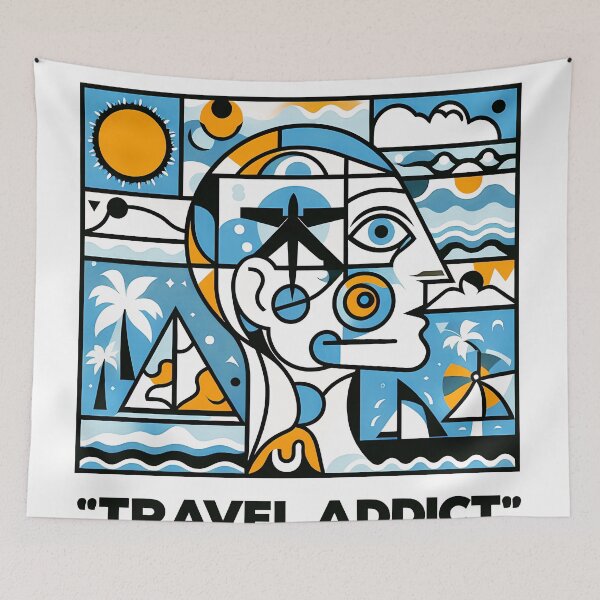 Item preview, Travel Addict – Surreal Minimalist Cubic Art designed and sold by OzzFrequency.